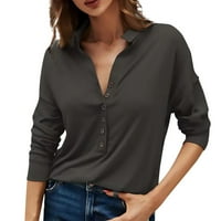 Iopqo T majice za žene Ženske majice s dugim rukavima bluza s dugim rukavima dolje majice Elastične trube Ležerne prilike za obične vrhove ženskih vrhova