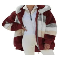 Eyicmarn ženski termalni kaput, raznobojni patentni zatvarač otvoren prednji kaput u bojama