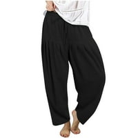 Kiplyki Veleprodaja Žene CAPRIS Solid Color Crtavice Loose hlače Ravne široke pantalone za noge sa