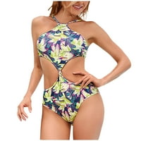 Ženski kupaći kostimi Tummmy Control Plus size Coleit CoverPove kostimi Twimward Twear Solid Hollow Bikini kupaći kostim kupaći kupališta Žuti XL
