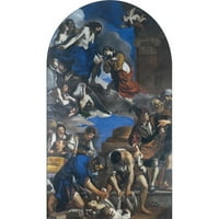 Guercino Crni moderni uokvireni muzej umjetnički print pod nazivom - ukop svetog Petronille