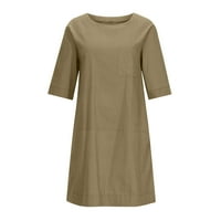 Objektivna haljina za ženske košulje za ženske Boho sundress kratki rukav midi haljina casual v vrat
