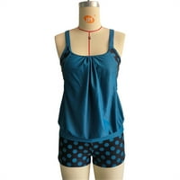 Tankini kupaći kostimi za žene Plus size Dot Ispis Strappy Back Set Set Dva od plaža Print Pritisni