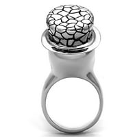 Luxe nakit dizajnira ženski prsten za dizajn lubanje od nehrđajućeg čelika sa mlaznim crnim epoksidnim kamenom - veličine 7