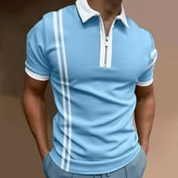 Majica s dugim rukavima Muškarci Ljetni muški kruti ovratnik casual čiste boje modni kratki rukav na vrhu majica