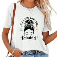 Samo djevojka koja voli čitati poklone za kosu za b stilskim ženskim ljetnim vrhom - grafički ispis
