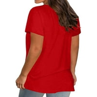 Zunfeo Womens T majica - tiskana Dan neovisnosti Crew vrat Modni udobni vrhovi kratkih rukava pulover T majice crvene 10