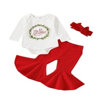 Bagilaanoe Newborn Baby Girgin Božićne odjeće Pismo Ispis dugih rukava Road Tors + Blarne pantalone + kaišev za novorođenčad zadnjiće duge hlače