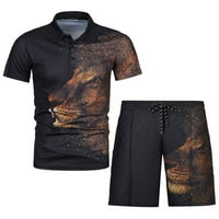 Yievot Mens Sets Outfits Summer Clearence Ležerne prilike pulover kratkih rukava Bluze i kratke hlače Elastični struk setovi Modni jogging odijelo Brown M