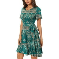 PEDORT Ljetne haljine Maxi haljina sa plusom kratkih rukava kratkih rukava Swing Haljina Mint Green, S