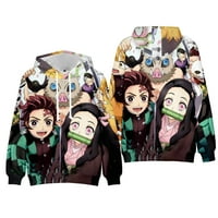 Anime Demon Slayer Hoodie 3D Štampano Kawaii Žene Harajuku Pulover dugih rukava s dugim rukavima s kapuljačom Unisex, br. 2, Dijete veličine 100