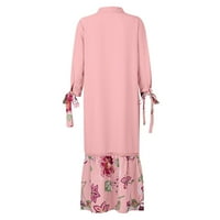 Clearsance Ljetne haljine za žene cvjetni maxi a-linijski rukav rukav rukav ružičasti ružičasti 3xl