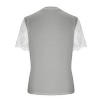 WHLBF Clearence ženske vrhove okruglog vrata casual modne čvrste majice čipke kratkih rukava bluza