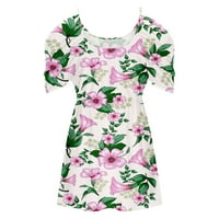 Plus veličine za žene casual ljeto kratki rukav Boho cvjetni tucijski tunici bluza elastični struk hladne rame