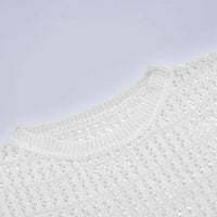 Dukseri za žene Trendy plus pleteni kardigan i lagani pulover džemper sa šupljim pletenim dizajnom slojeva bijelo