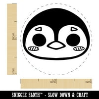Šarmantni kawaii Chibi pingvin lica rupiranje obraza samo-inkinga gumenog mastišta mastilo - plava mastila