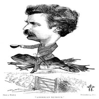 Samuel Langhorne Clemens n. 'Mark Twain.' Američki pisac i humorist. Karikatura, 1872. godine, Frederick