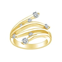 Carat okrugli rez bijeli prirodni dijamantski modni obilaznica godišnjica u 14K čvrsti žuto zlatni prsten