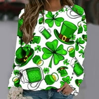 Dnevna košulja u St Patricks, ženske bluze i vrhove Dressy Crew Crt Shamrock Radne majice za ženske