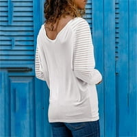 Žene Ležerne prilike za spajanje pasa Ispis T košulje Dugi rukav šuplji bluza bijeli XL