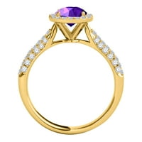 Aonejewelry 1. ct. TTW dijamantski i okrugli u obliku ametista prstena u 10k žutom zlatu