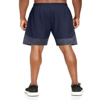 HANERDUN muškarci Sportske kratke hlače muške atletske hlače sa džepom sa patentnim zatvaračem Navy Blue L