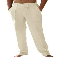 Saodimallsu ljetni muškarci posteljine hlače plaža elastična struka navlaka za izvlačenje labavim pantalom