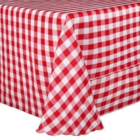 Ultimate Tekstilni oval Poliester Gingham Checkered Stolcloth - za piknik, vanjsku ili unutarnju upotrebu, crveno i bijelo