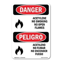 Znak opasnosti - acetilen br. Ne pušenje nema otvorenog plamena dvojezično
