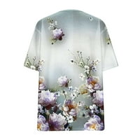 Plus veličina Ženski vrhovi ženske modne casual plus size Scenic Cvijeće tiskanje V-izrez majice na