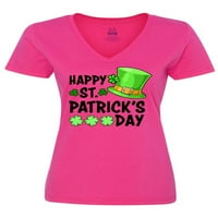 Inktastični dan St. Patrickov dan Green Hat i lovite žensku majicu V-izrez