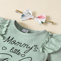 Novorođenčad Dječja djevojka odjeća ruffle kratki rukav rumper top + cvjetne hlače + trake za djecu za glavu postavljene 9-mjeseci