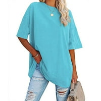 Ženske vrhove rukave Nove dolaske Košulje Basični vrhovi za žene Crew vrat casual bluze Tunic Tops Blue 4XL