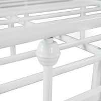 Okvir za krevet na platformi, puni krevet s uzglavljem i metalnom konstrukcijom za djecu Adutls spavaću sobu, bijeli, LJ84