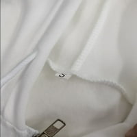 Bluze za žene, povremeni čvrsti dugi rukav džepni košulja s kapuljačom s kapuljačom vrhom bijele male