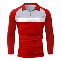 HFYIHGF MENS Quarter-Zip V izrez polo majice Slim Fit s dugih rukava Atletska majica Golf pruge Boja blok košulja