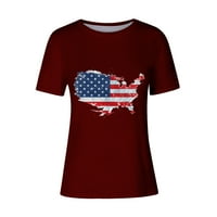 Yyeselk 4. srpnja Ženske košulje Casual okrugli vrat Kratki rukavi Ugodne bluze Trendi Američka zastava