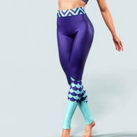 Ženske hlače Skinny Ispis Mješovita boja Visoko struk Sportske hlače Yoga Stretch hlače