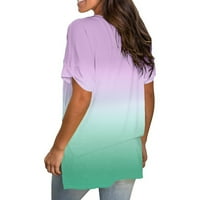 Jjayotai Womens Plus Veličine Čišćenje Ženska modna gradijent ispisana bluza V-izrez Kratki rukav labav