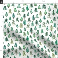 Pamuk Satens Stolcloth, 70 Round - Božićna stabla Šumska drveća Jela Šumska borova priroda Xmas Green