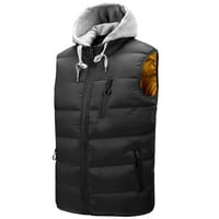 Fitoronski prsluk za muškarce zimi - čvrsti vjetrootrni slim fit atlezure dugih rukava turtlenack podstavljena jakna sa zatvaračem na prsluk prsluk crna xl
