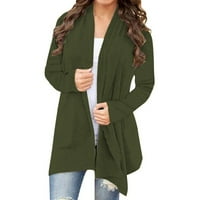 Lroplie jakne za žene dugih rukava ženske vrhove čvrstog laganog kardigan zelenog m