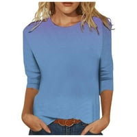 Huachen ženska modna ležerna temperamenta nepravilna boja za patchwork ispisala bluza od sedam četvrtina, plava m