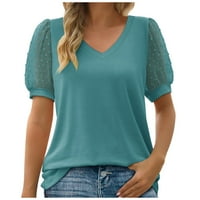 Žene plus veličina Top klirenca modna žena kauzal V-izrez Vintage Solid bluza Majica kratkih rukava