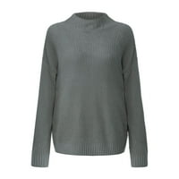 Leesechin džemperi za žensko čišćenje modnih casual čvrstih dugih rukava s dugim rukavima s dugim pulkom