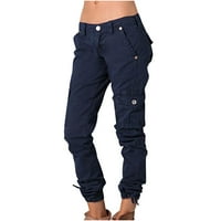 Ženske čvrste labave hlače Hippie Punk pantalone Streetwear Jogger džepne labave kombinezone duge hlače plava m