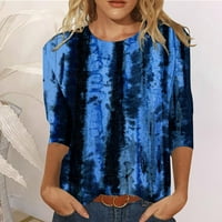 Ženski gradijentni print rukav okrugli izrez Loops bluza s majicom Plus veličina, tamno plava m