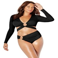 Kupaći kostimi za sve ženske plus veličine dugih rukava Bikini set crna, crna