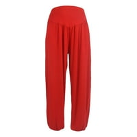 Ketyyh-Chn Women Hlače Žene udobne povremene elastične strugove džepove labave hlače crvena, 2xl