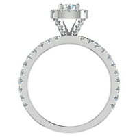 Petite zaručni prstenovi za žene okrugli sjajni halo dijamantni prsten 14k bijelo zlato 1. ct tw
